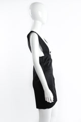 Vintage Victorio & Lucchino Bandage Stretch Suspender Mini Skirt on Mannequin side at Recess LA