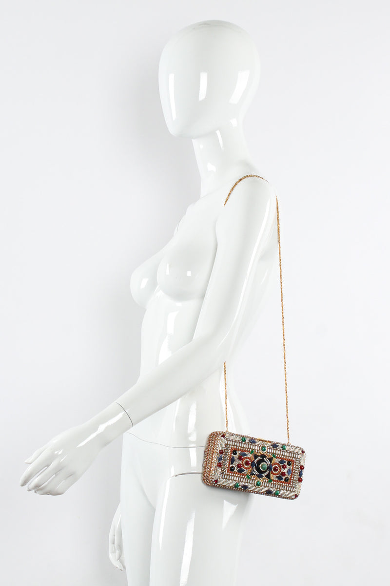 Vintage Walborg Glass Stone & Rhinestone Box Clutch on mannequin shoulder @ Recess LA