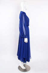 Vintage Wayne Clark Layered Chiffon Plunge Balloon Sleeve Gown on Mannequin side @ Recess LA