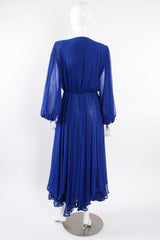 Vintage Wayne Clark Layered Chiffon Plunge Balloon Sleeve Gown on Mannequin back @ Recess LA