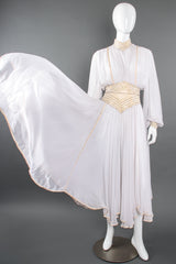 Vintage Wayne Clark Chiffon Balloon Sleeve Gown Wedding Bridal on Mannequin flow at Recess LA