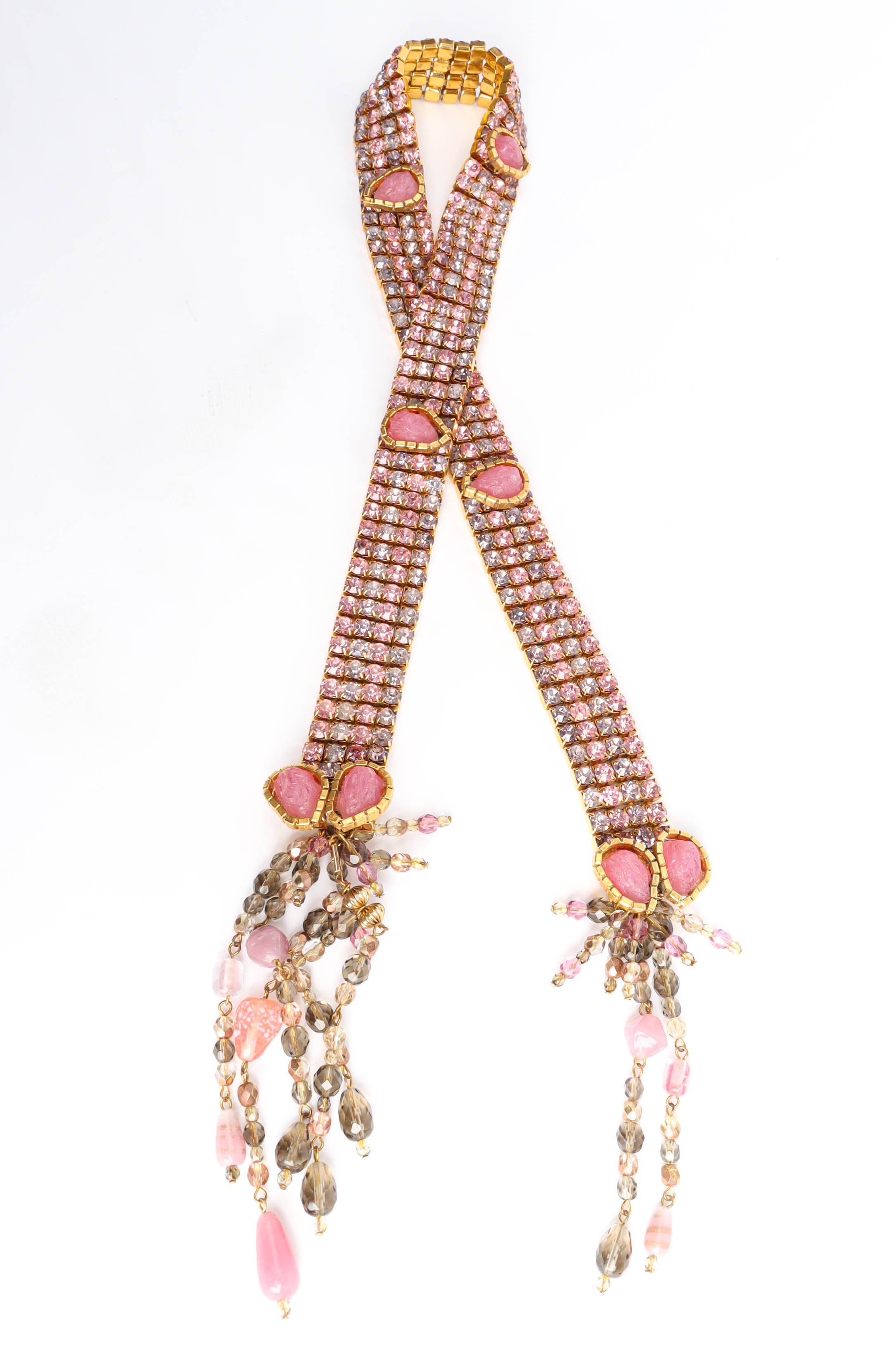 Vintage William de Lillo Rhinestone Crystal Rock Belt Lariat loop front @ Recess Los Angeles