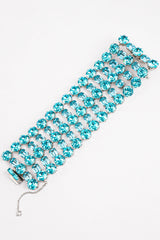 Vintage Weiss Wide Aqua Crystal Rhinestone Bracelet at Recess Los Angeles