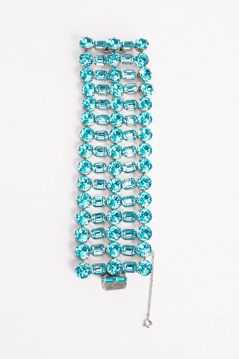 Vintage Weiss Wide Aqua Crystal Rhinestone Bracelet at Recess Los Angeles