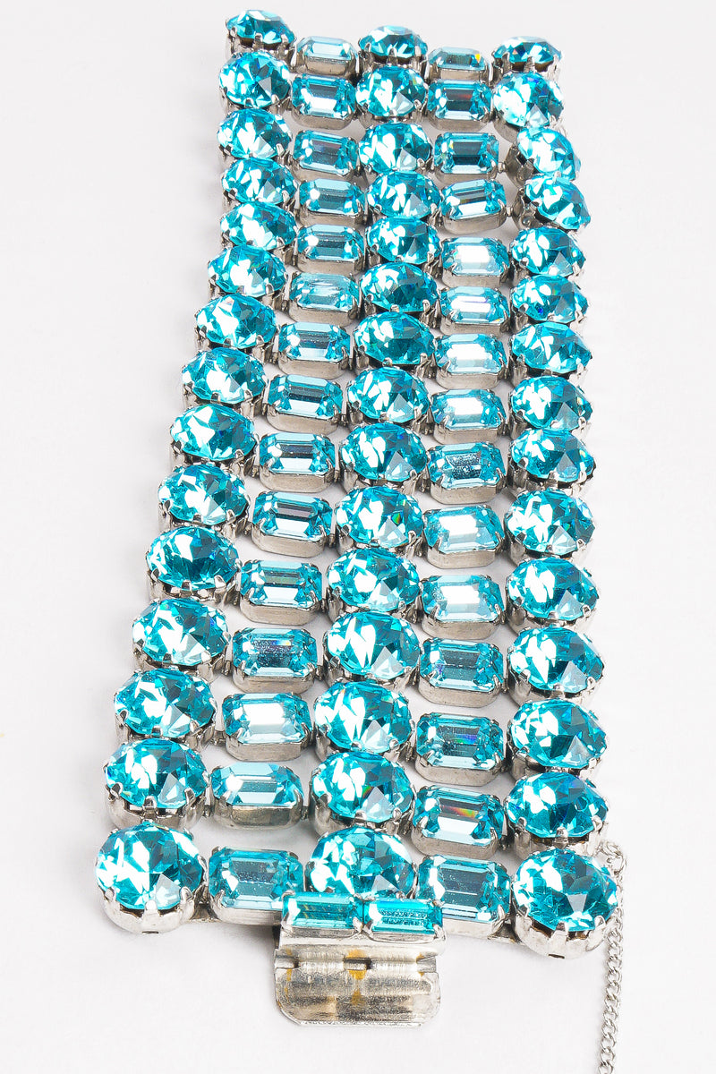 Vintage Weiss Wide Aqua Crystal Rhinestone Bracelet at Recess Los Angeles