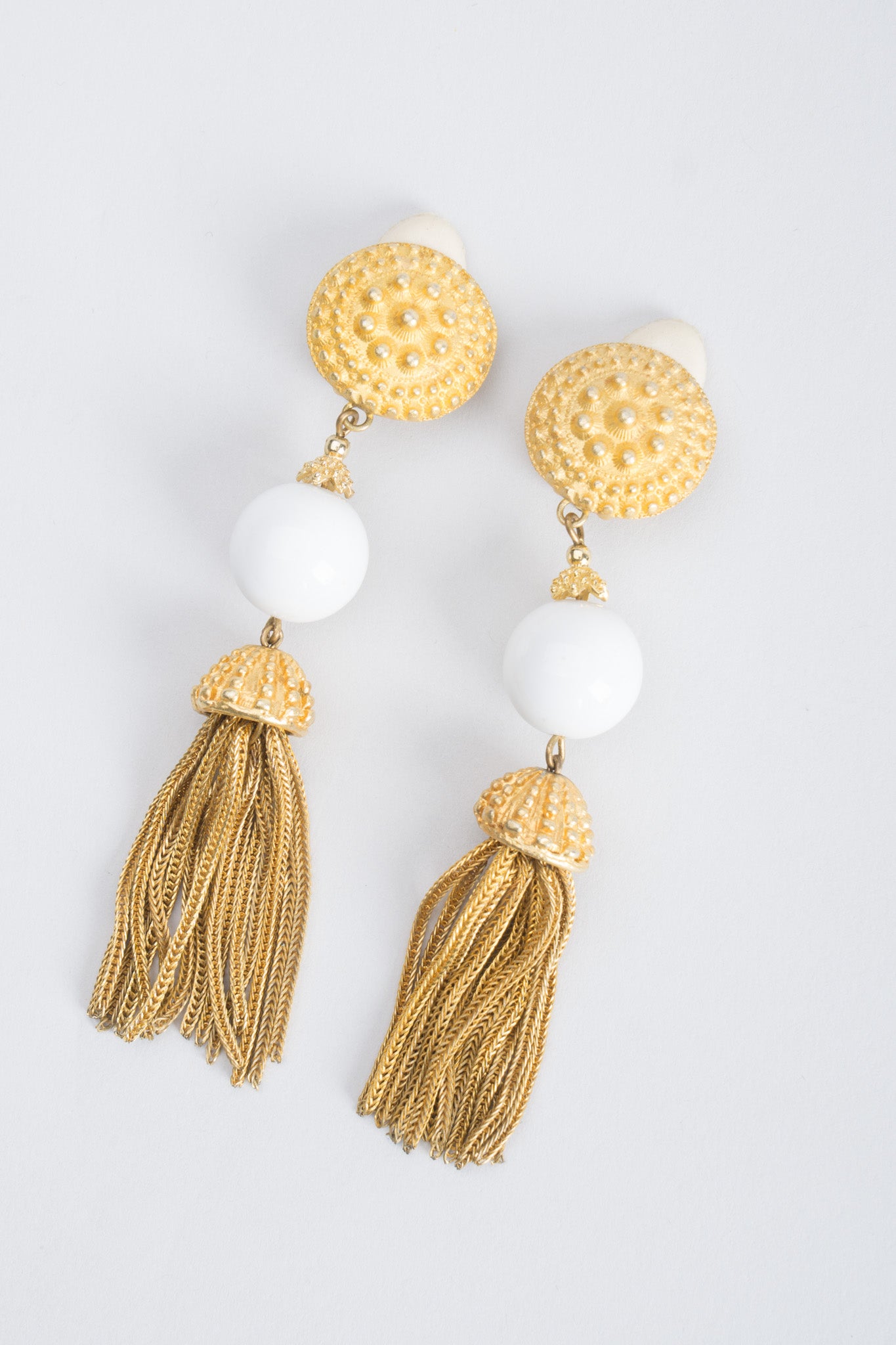 Les Bernard Vogue Etruscan Chain Tassel Drop Earrings