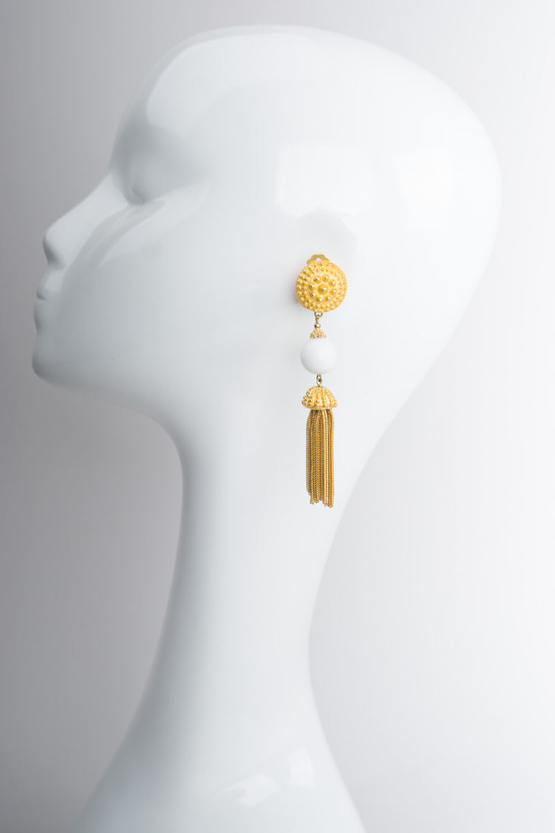 Les Bernard Vogue Etruscan Chain Tassel Drop Earrings