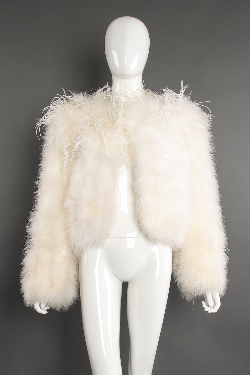 Vintage Chubby Marabou & Ostrich Jacket on Mannequin front at Recess Los Angeles