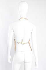 Vintage Whiting & Davis Ferrara Metal Mesh Center Ruched Halter on mannequin back at Recess LA