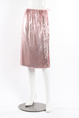 Vintage Ferrara for Whiting & Davis Liquid Metal Mesh Midi Skirt on mannequin front at Recess LA