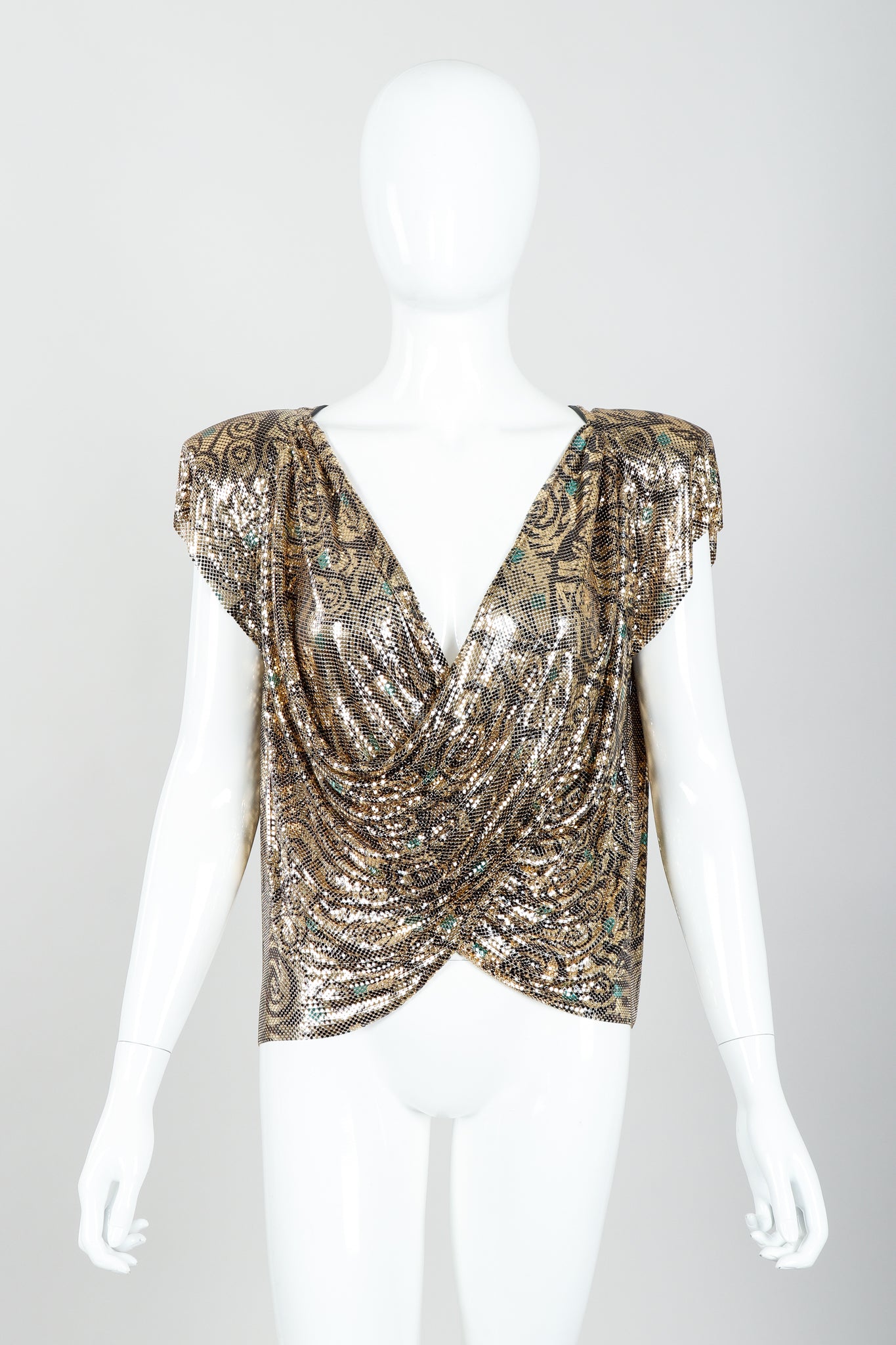 Vintage Whiting & Davis Rose Queen Draped Mesh Top on Mannequin front at Recess LA