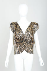 Vintage Whiting & Davis Floral Print Draped Mesh Top on Mannequin front at Recess Los Angeles