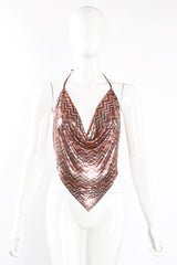 Vintage Whiting & Davis Chevron Stripe Mesh Halter Top on Mannequin front at Recess Los Angeles