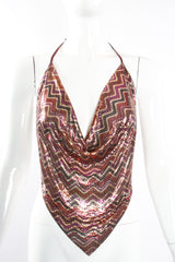 Vintage Whiting & Davis Chevron Stripe Mesh Halter Top on Mannequin front crop @ Recess Los Angeles