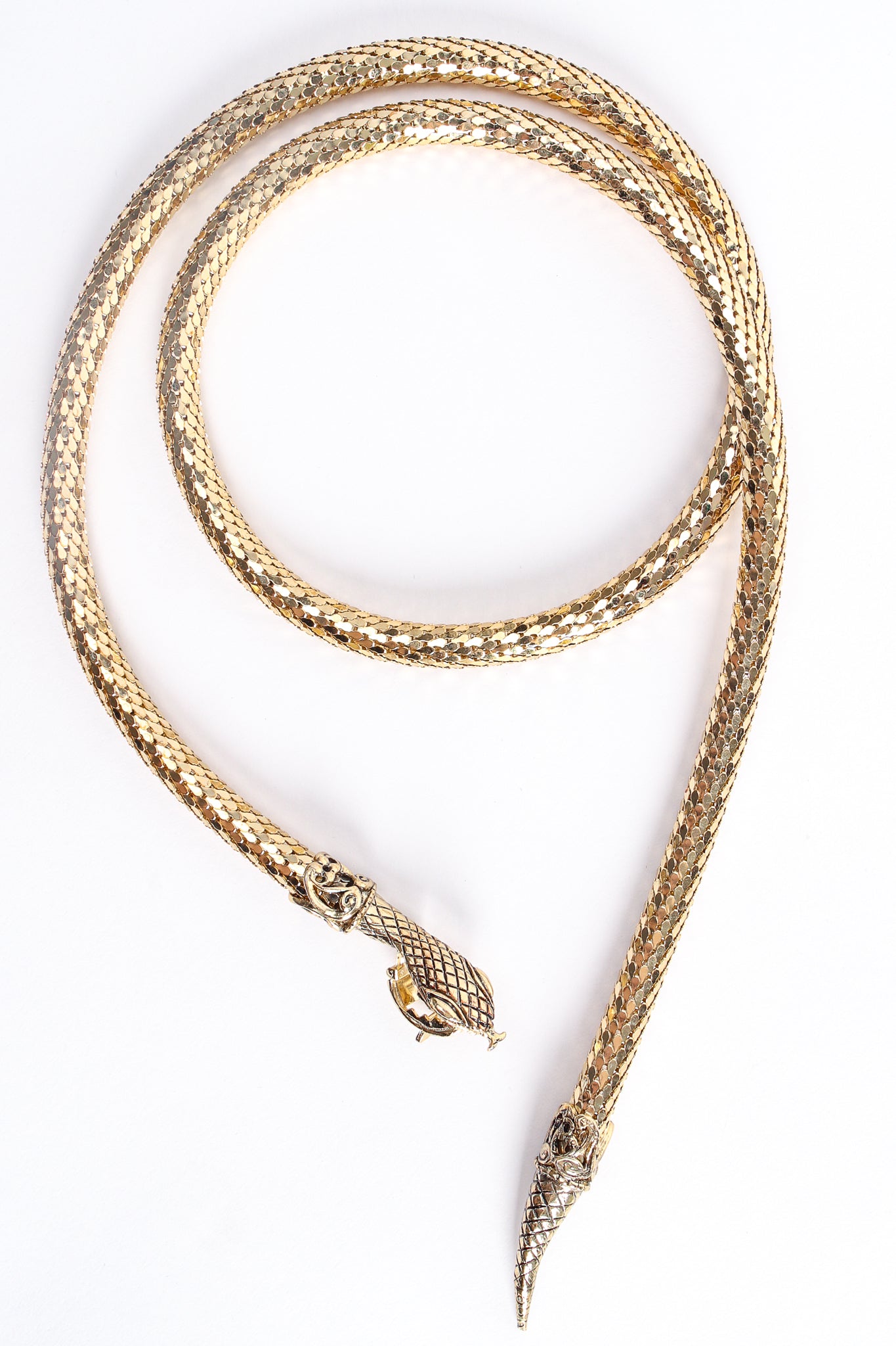 Vintage Whiting & Davis Signature Gold Metal Mesh Snake Belt at Recess Los Angeles