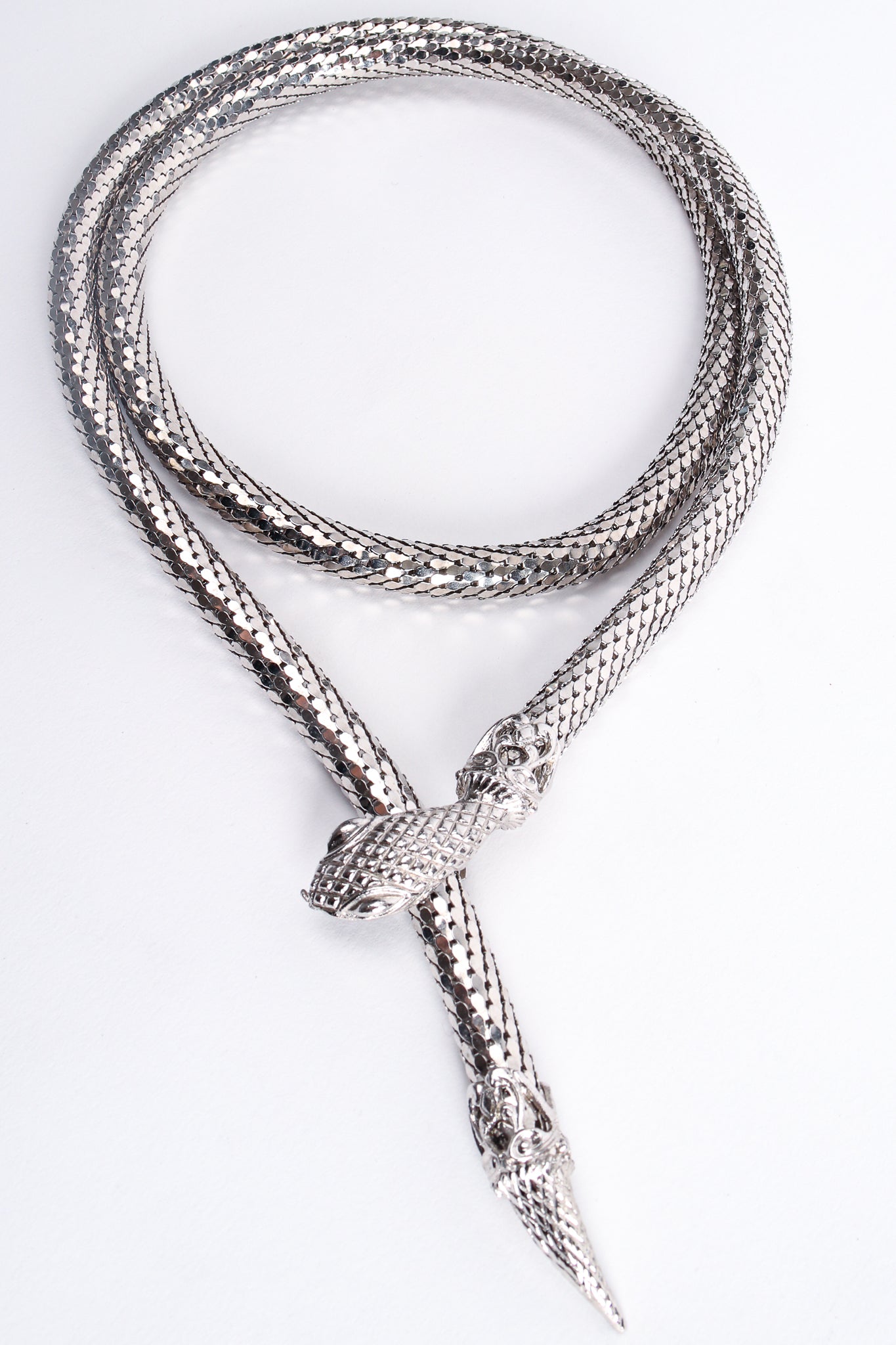 Vintage Whiting & Davis Silver Metal Mesh Snake Belt Necklace at Recess Los Angeles