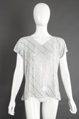 Vintage Whiting & Davis Rare White Metal Mesh Stripe Tee on Mannequin front at Recess LA