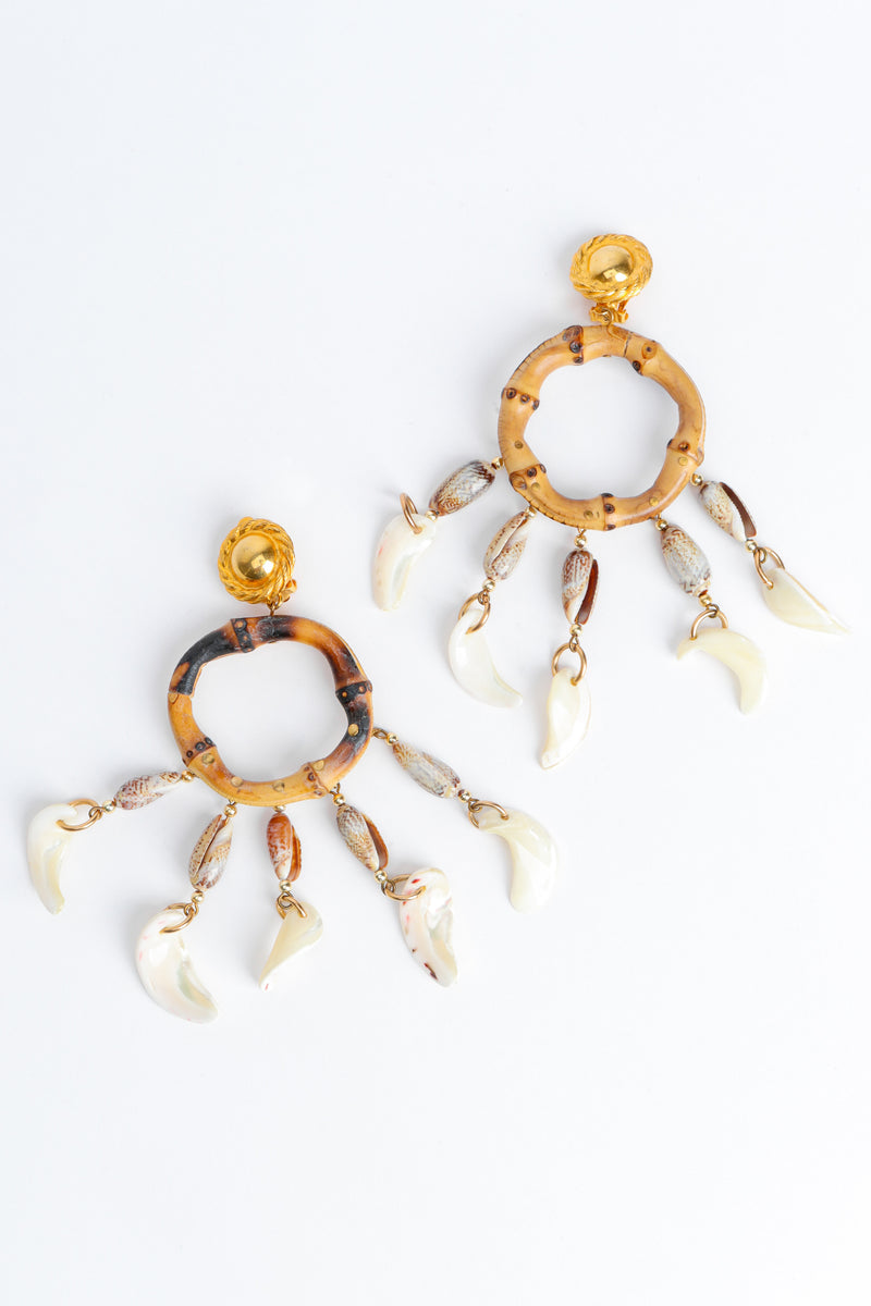 Vintage William De Lillo Bamboo Seashell Fringe Earrings at Recess Los Angeles