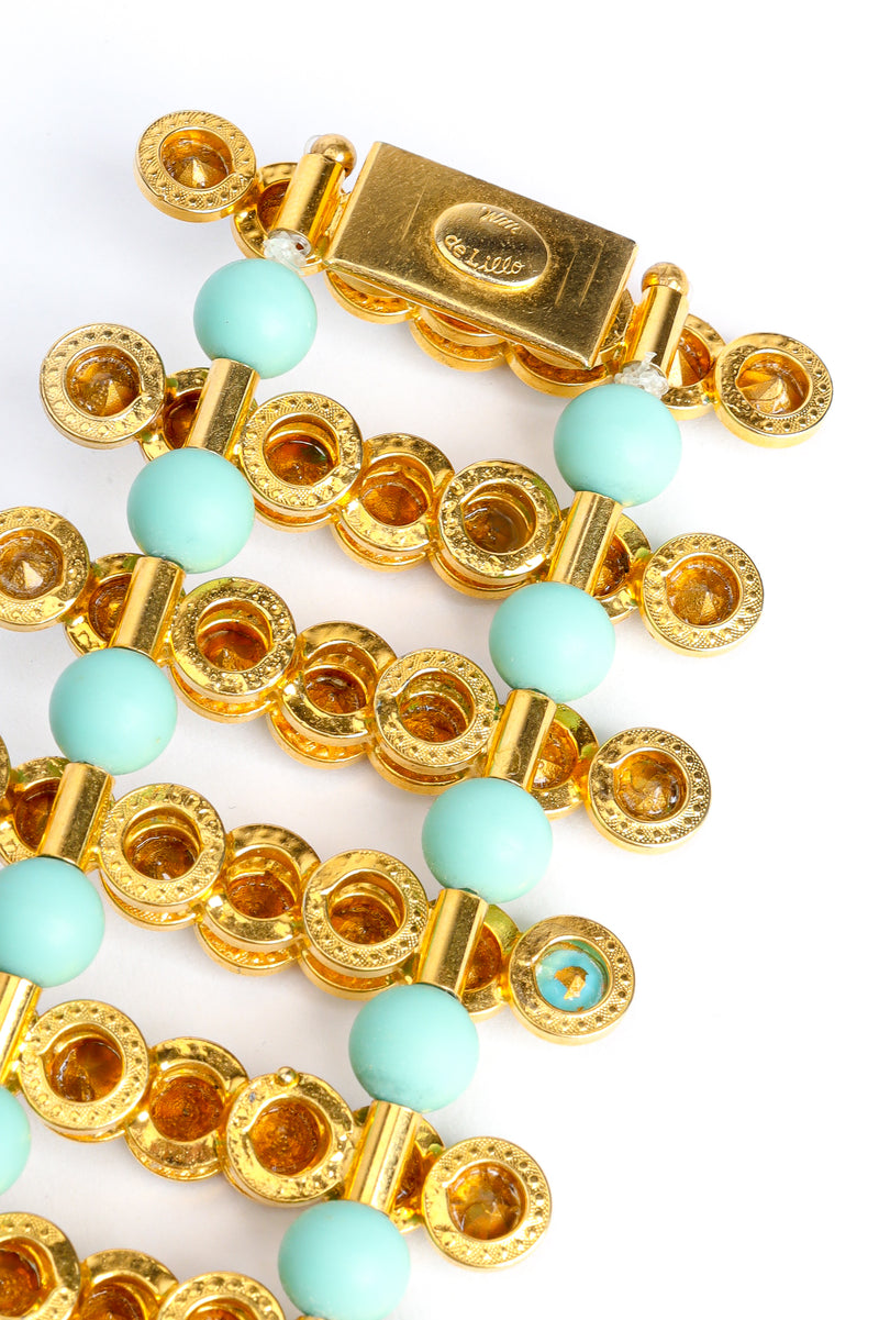 Vintage William deLillo Turquoise Bead Ladder Bracelet cartouche & back details @ Recess LA