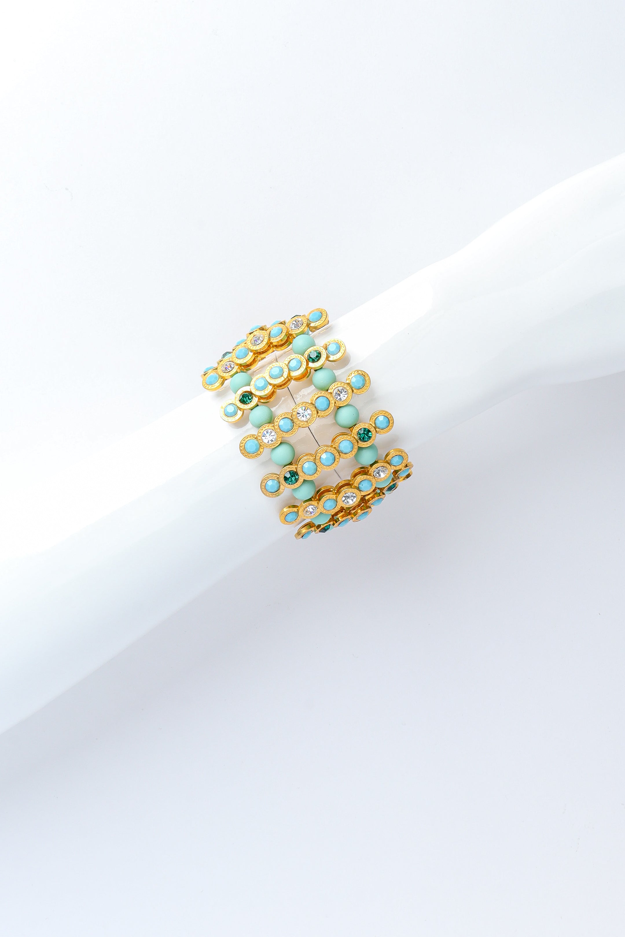 Vintage William deLillo Turquoise Bead Ladder Bracelet on mannequin wrist @ Recess LA