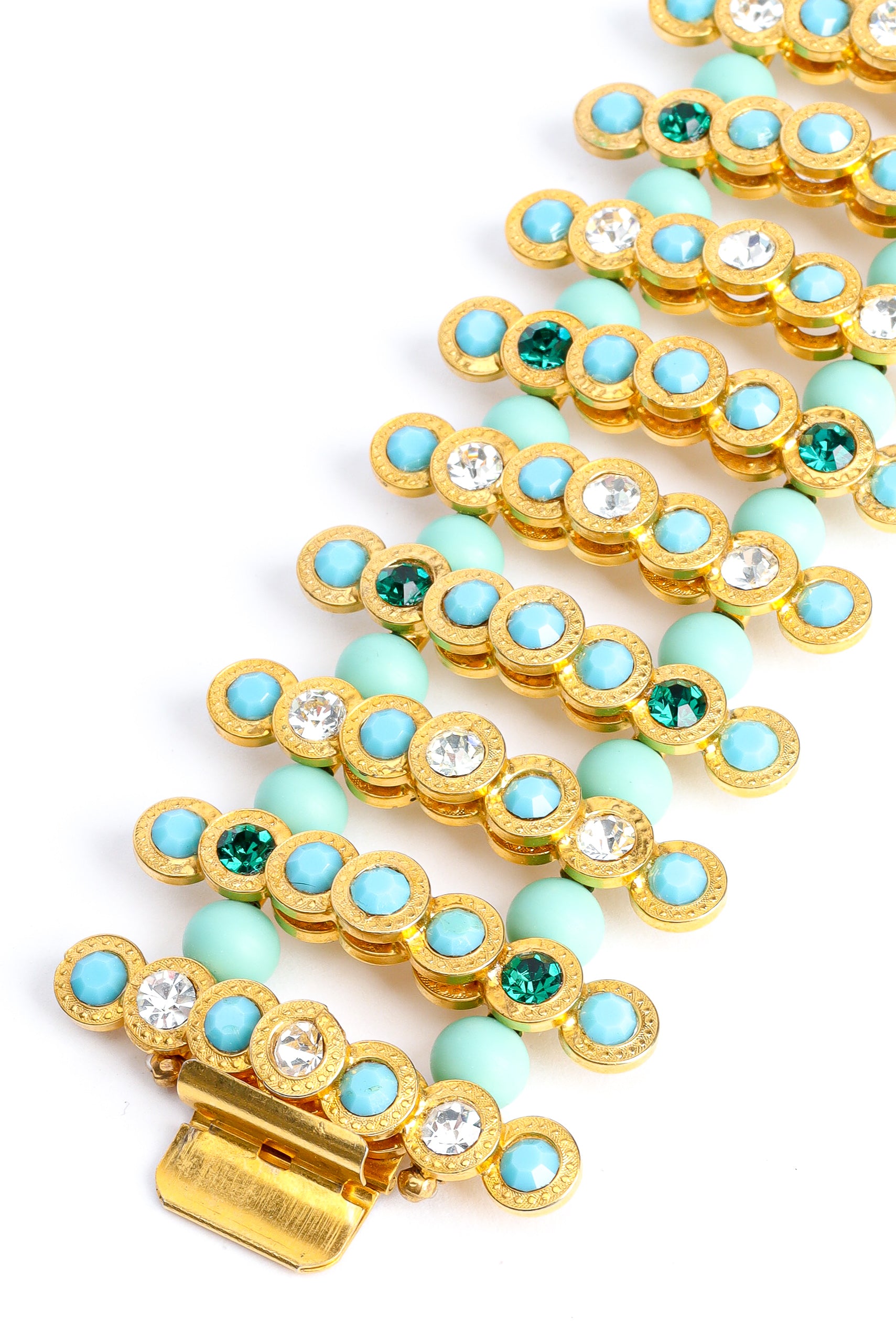 Vintage William deLillo Turquoise Bead Ladder Bracelet front detail close up @ Recess LA