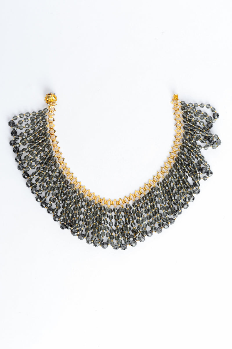 Vintage William DeLillo Rhinestone Bead Bib Collar Necklace back view unclasped @ Recess LA