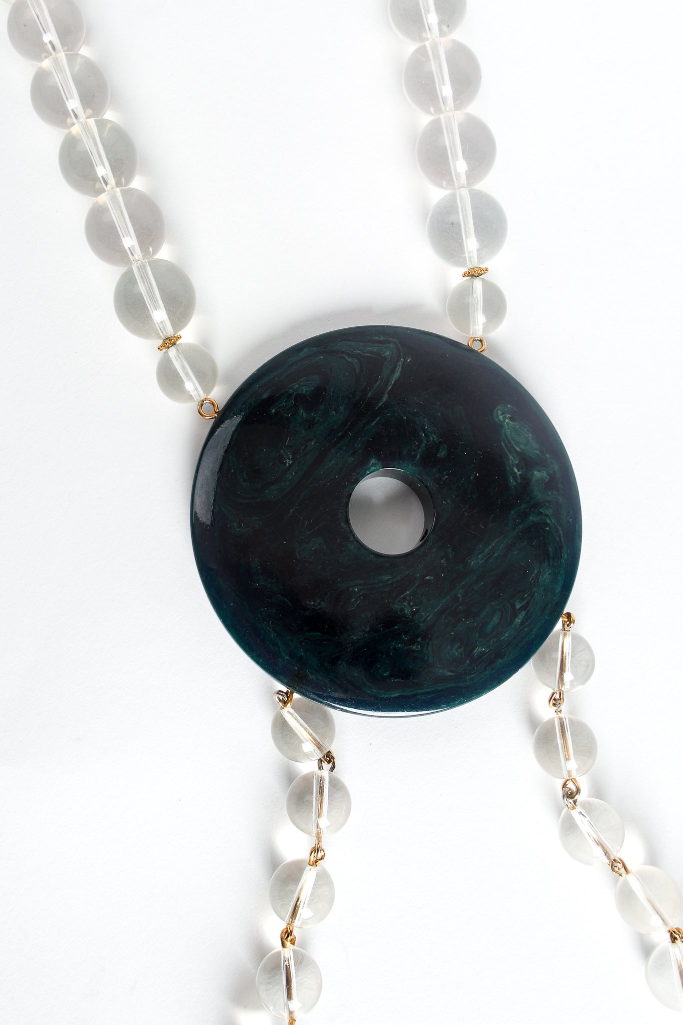 Vintage William deLillo Lucite Disc Necklace detail at Recess Los Angeles