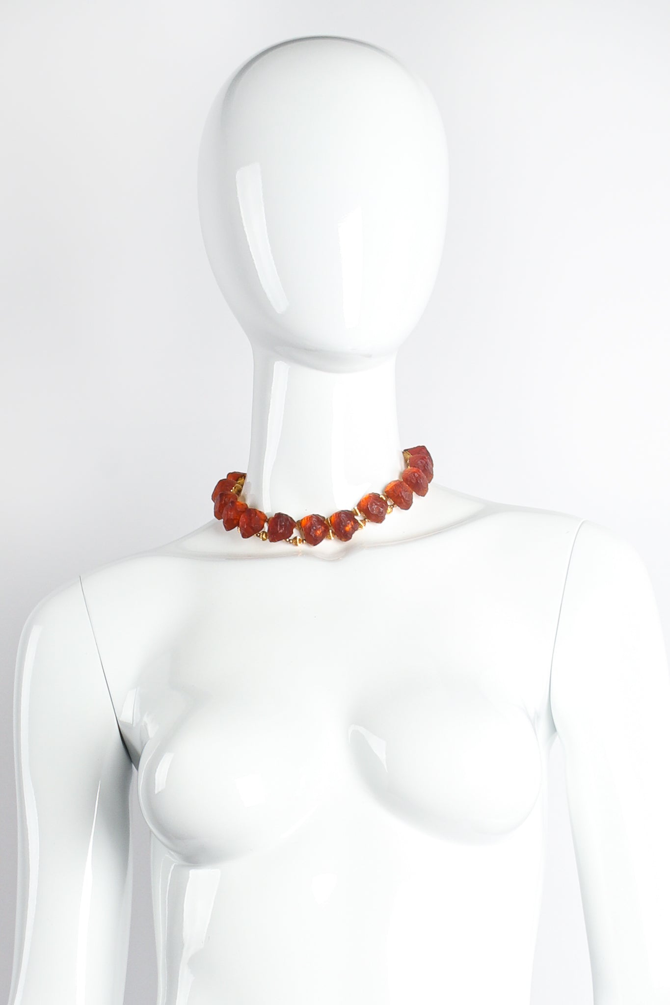 Vintage William deLillo Luminous Amber Collar Necklace on mannequin at Recess Los Angeles