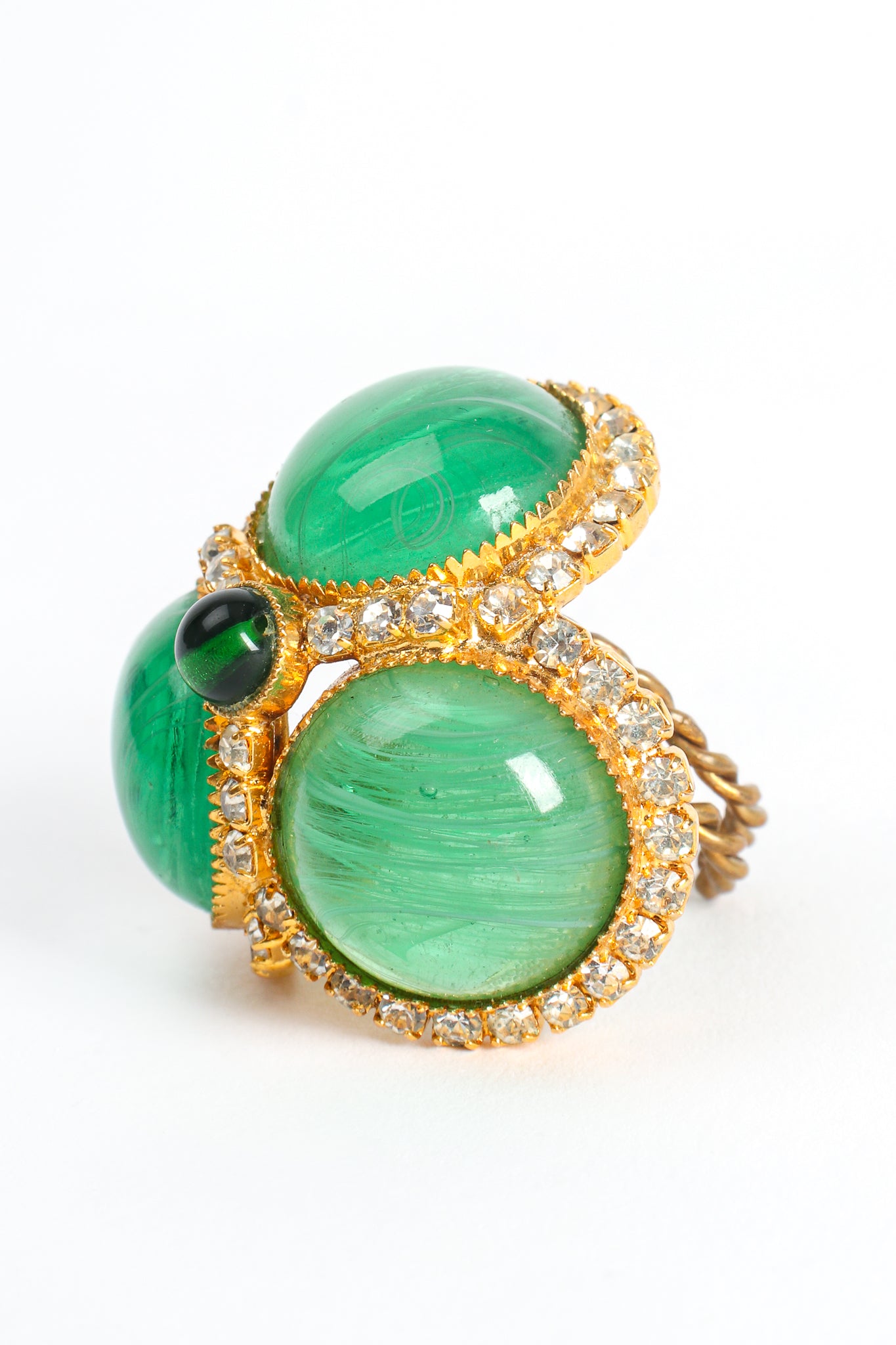 Vintage William deLillo Clover Cluster Cabochon Cocktail Ring angle at Recess Los Angeles