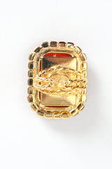 Vintage William deLillo Carnelian Cabochon Rhinestone Cocktail Ring backside at Recess Los Angeles