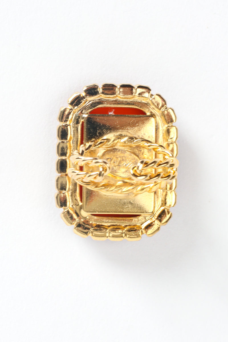 Vintage William deLillo Carnelian Cabochon Rhinestone Cocktail Ring backside at Recess Los Angeles