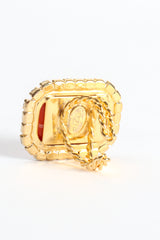 Vintage William deLillo Carnelian Cabochon Rhinestone Cocktail Ring back at Recess Los Angeles