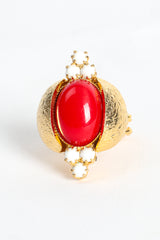 Vintage William deLillo Red Coral Scarab Cabochon Cocktail Ring at Recess Los Angeles