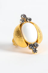 Vintage William deLillo White Coral Scarab Cabochon Cocktail Ring at Recess Los Angeles