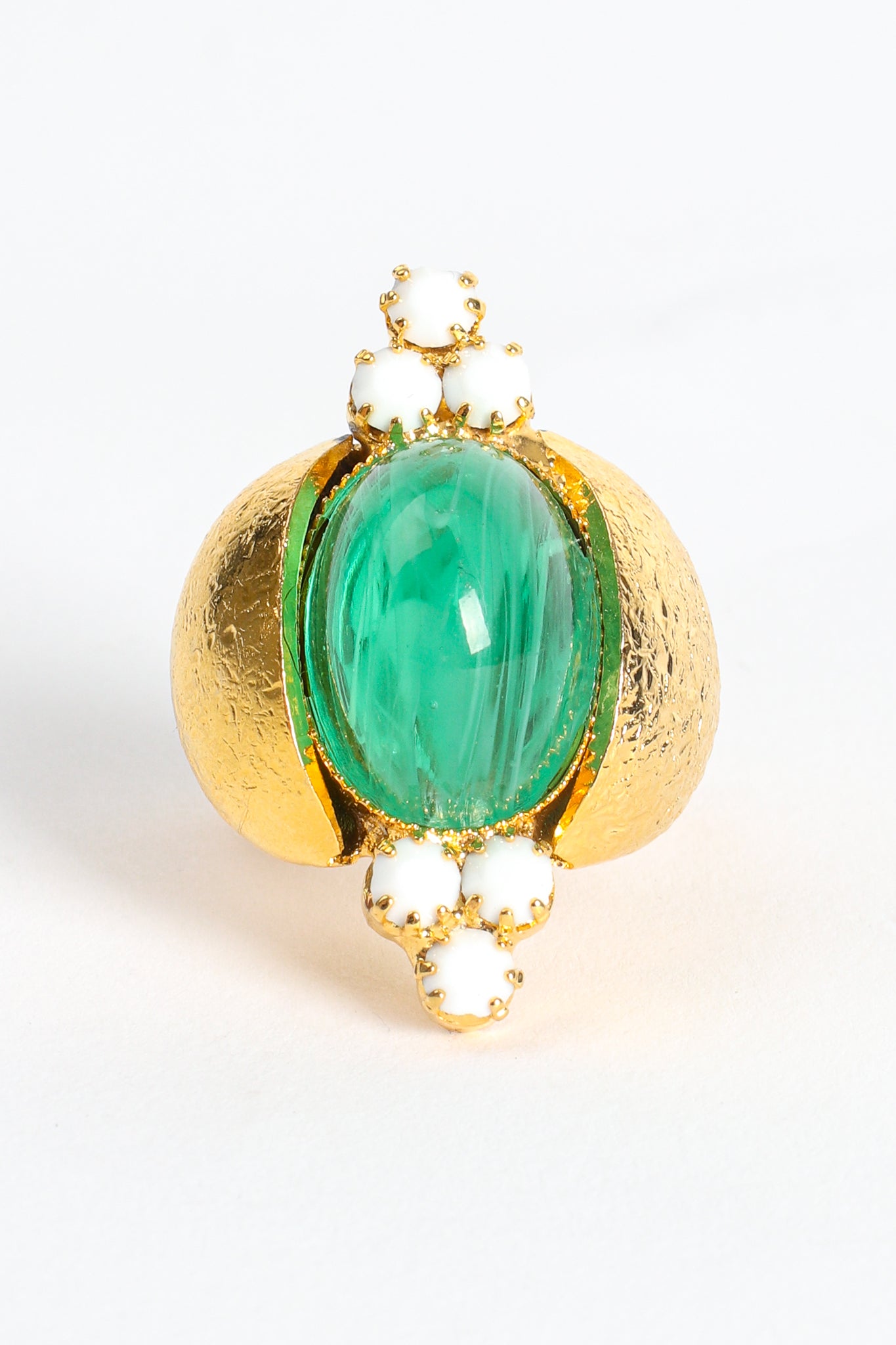 Vintage William deLillo Jade Scarab Cabochon Cocktail Ring at Recess Los Angeles