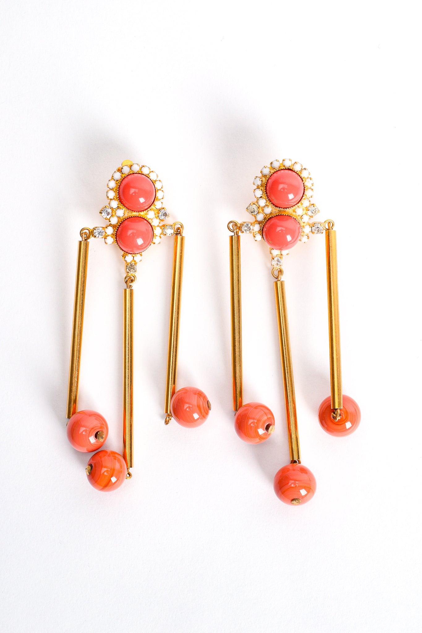 Vintage William deLillo Bead Tube Chandelier Drop Earrings at Recess Los Angeles