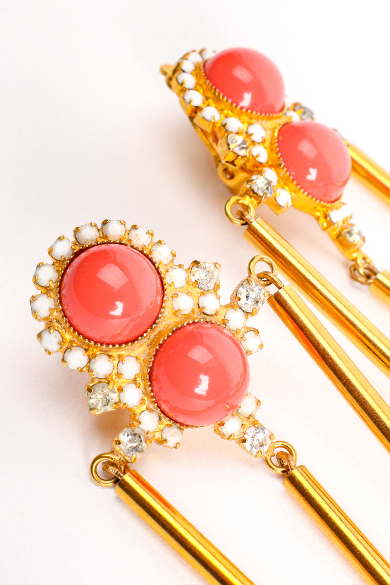 Vintage William deLillo Bead Tube Chandelier Drop Earrings detail at Recess Los Angeles