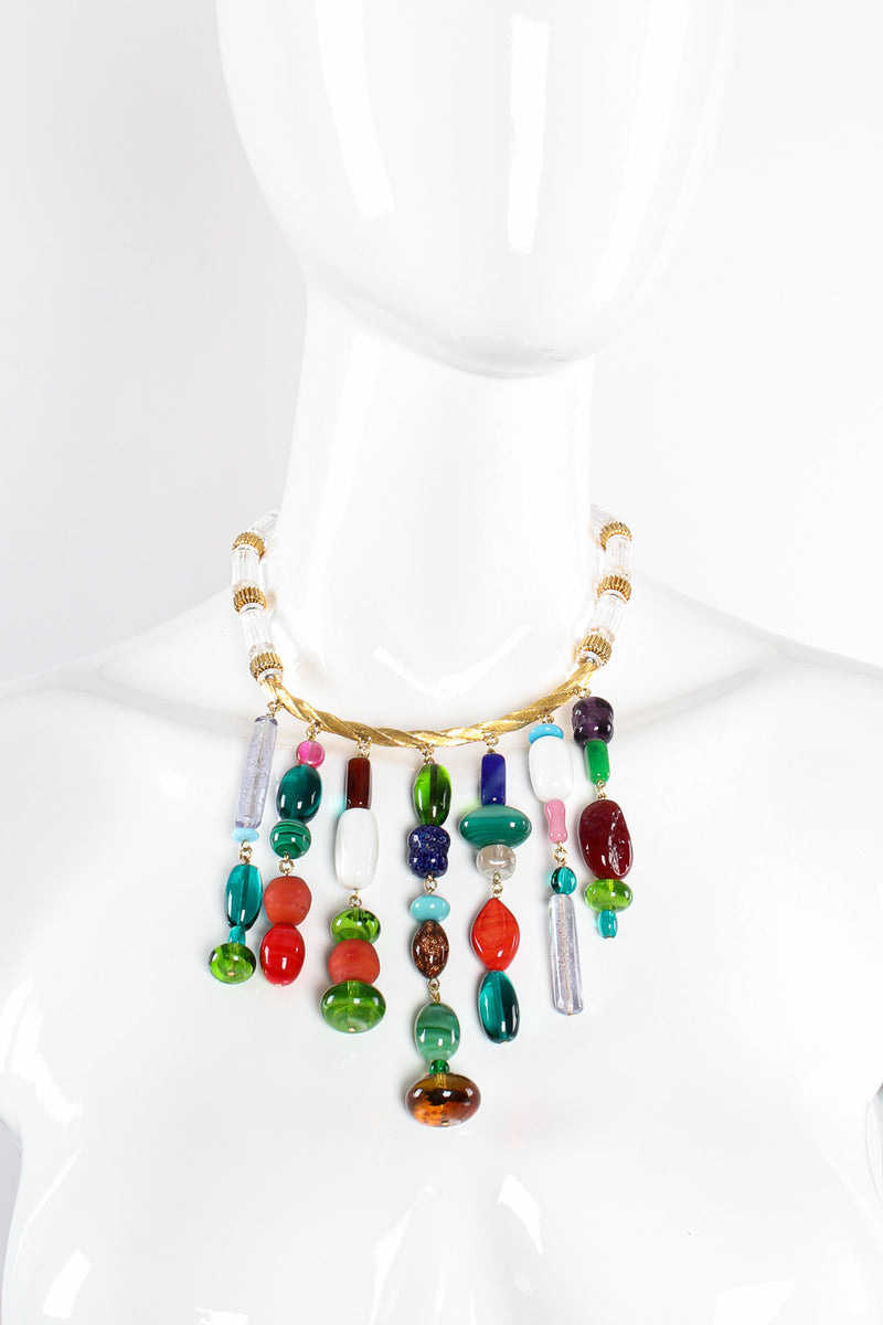 Vintage William deLillo Venetian Glass Bead Waterfall Bib Necklace on Mannequin at Recess LA