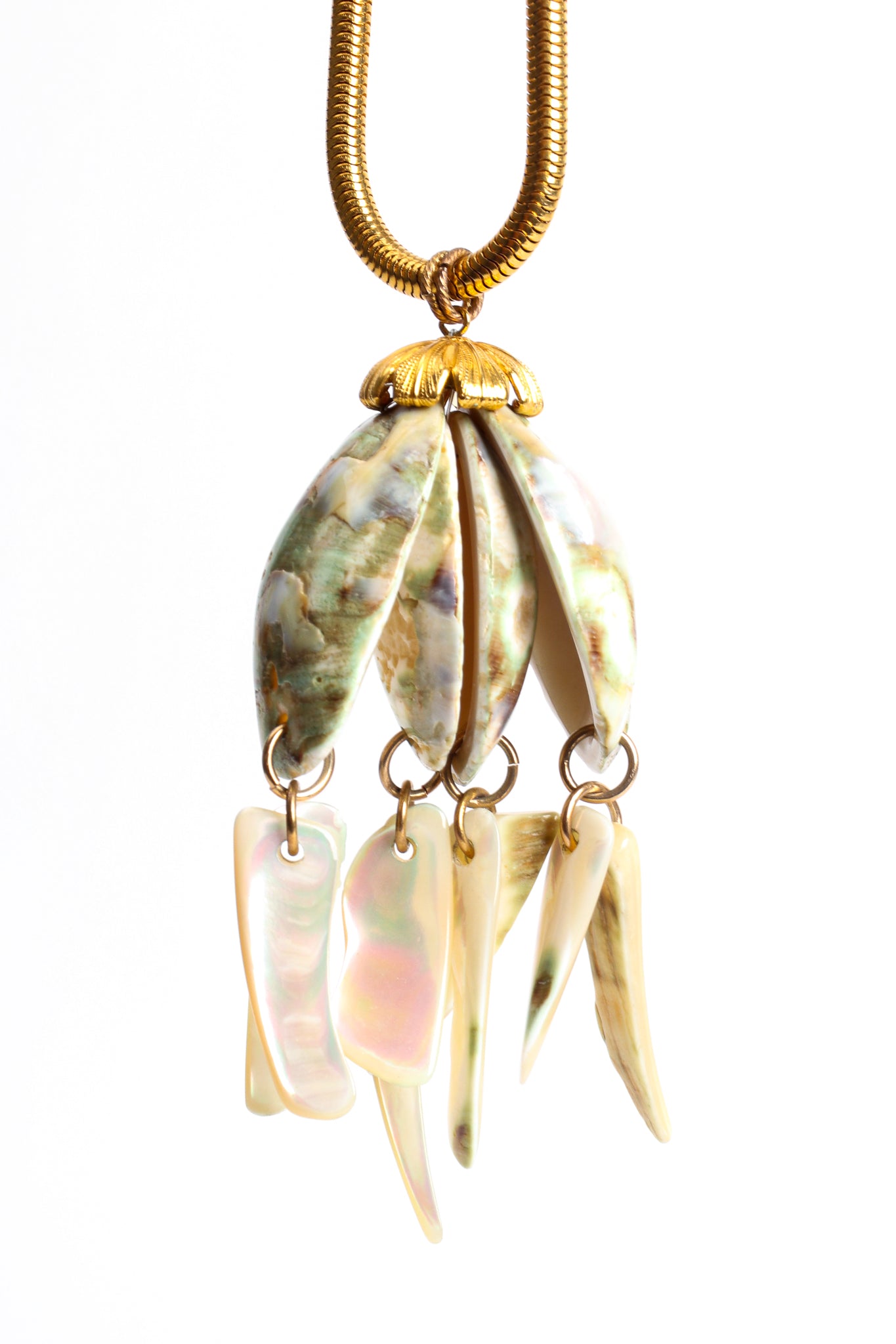 Vintage Unsigned William deLillo Polished Shell Pendant Necklace pendant at Recess Los Angeles