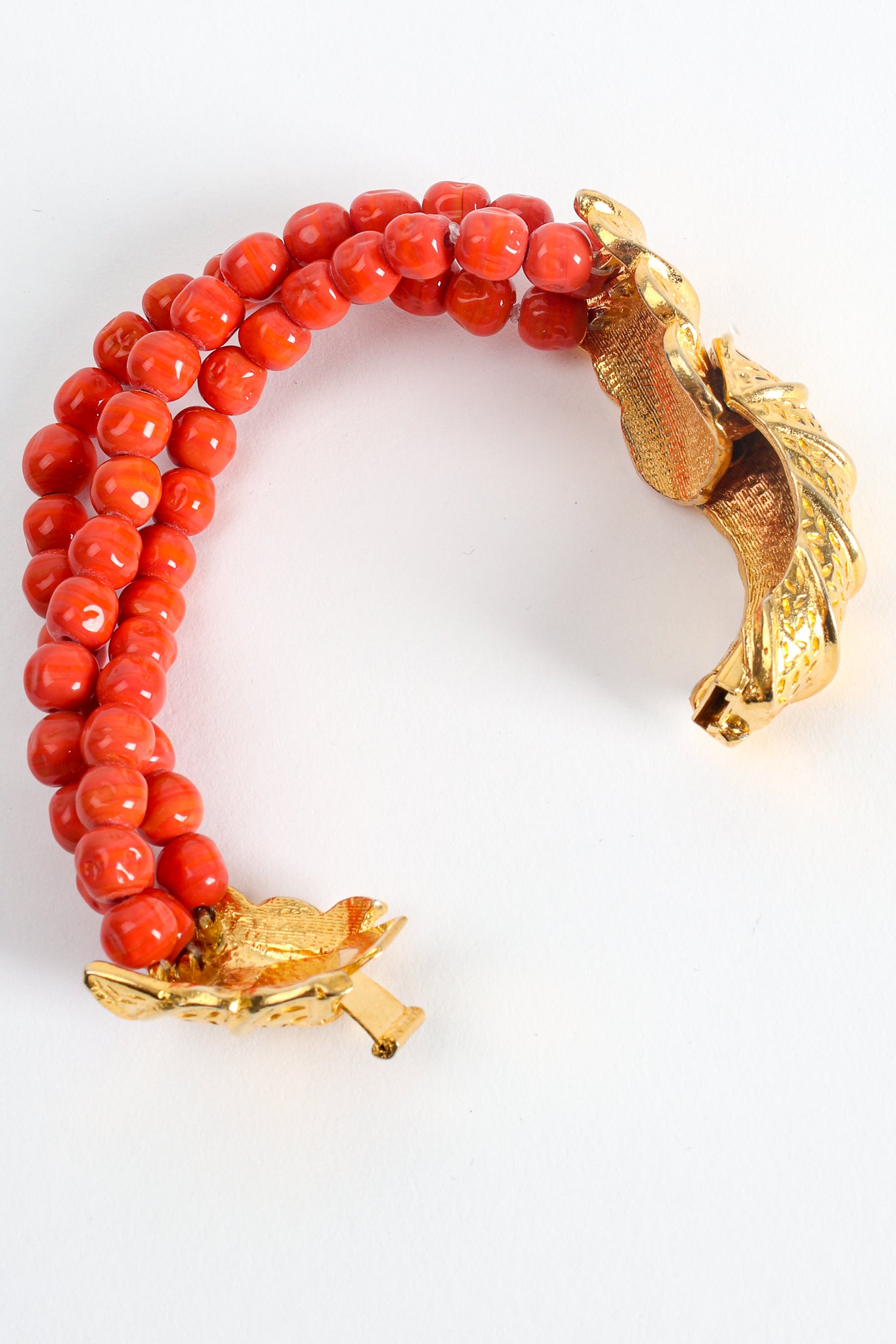 Vintage William deLillo Coral Bead Crustacean Bracelet clasp at Recess Los Angeles