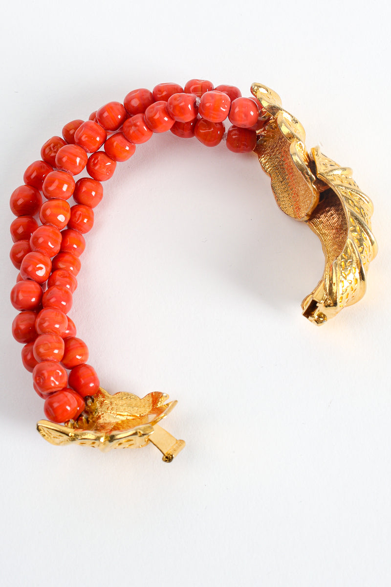 Vintage William deLillo Coral Bead Crustacean Bracelet clasp at Recess Los Angeles