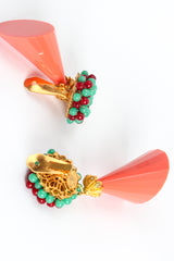 Vintage William deLillo Beaded Cone Drop Earrings backside at Recess Los Angeles