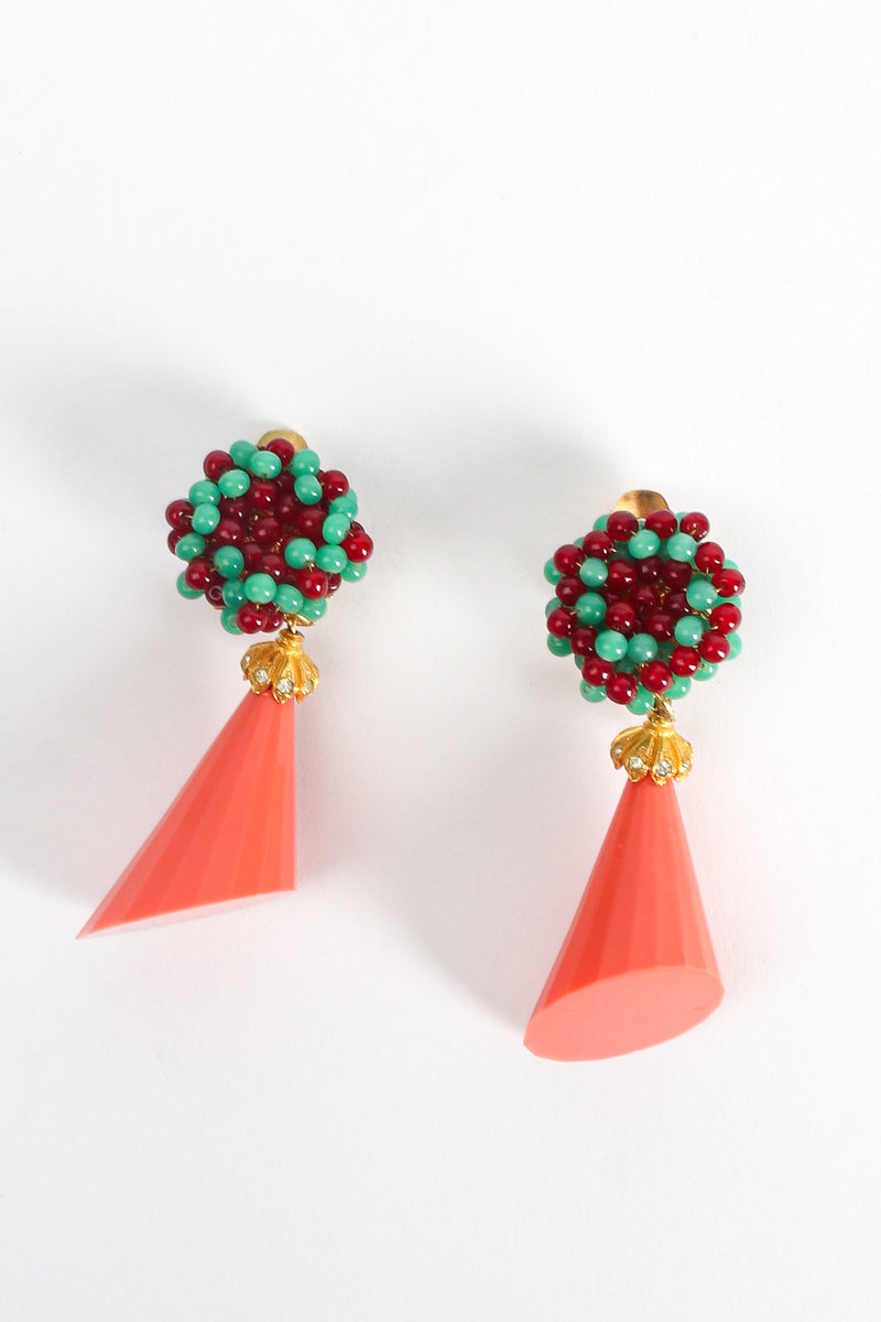 Vintage William deLillo Beaded Cone Drop Earrings at Recess Los Angeles