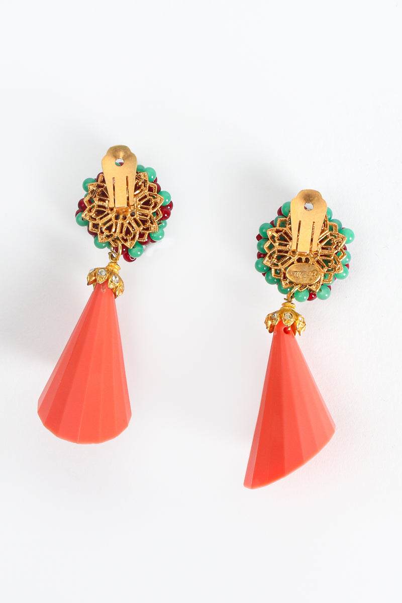 Vintage William deLillo Beaded Cone Drop Earrings backside at Recess Los Angeles