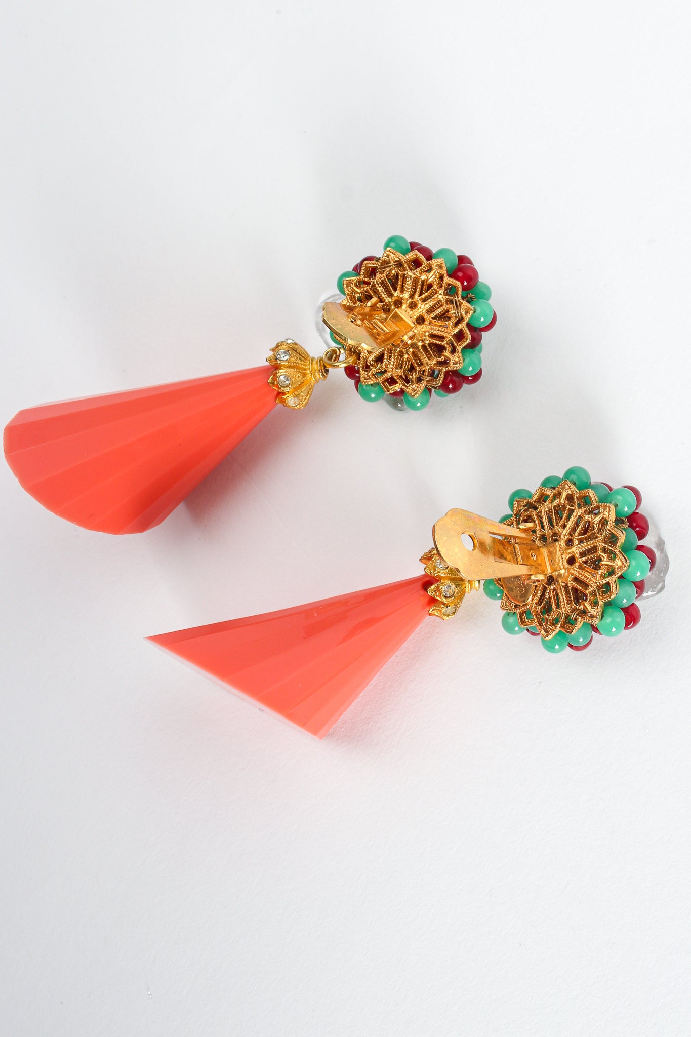 Vintage William deLillo Beaded Cone Drop Earrings clip back at Recess Los Angeles