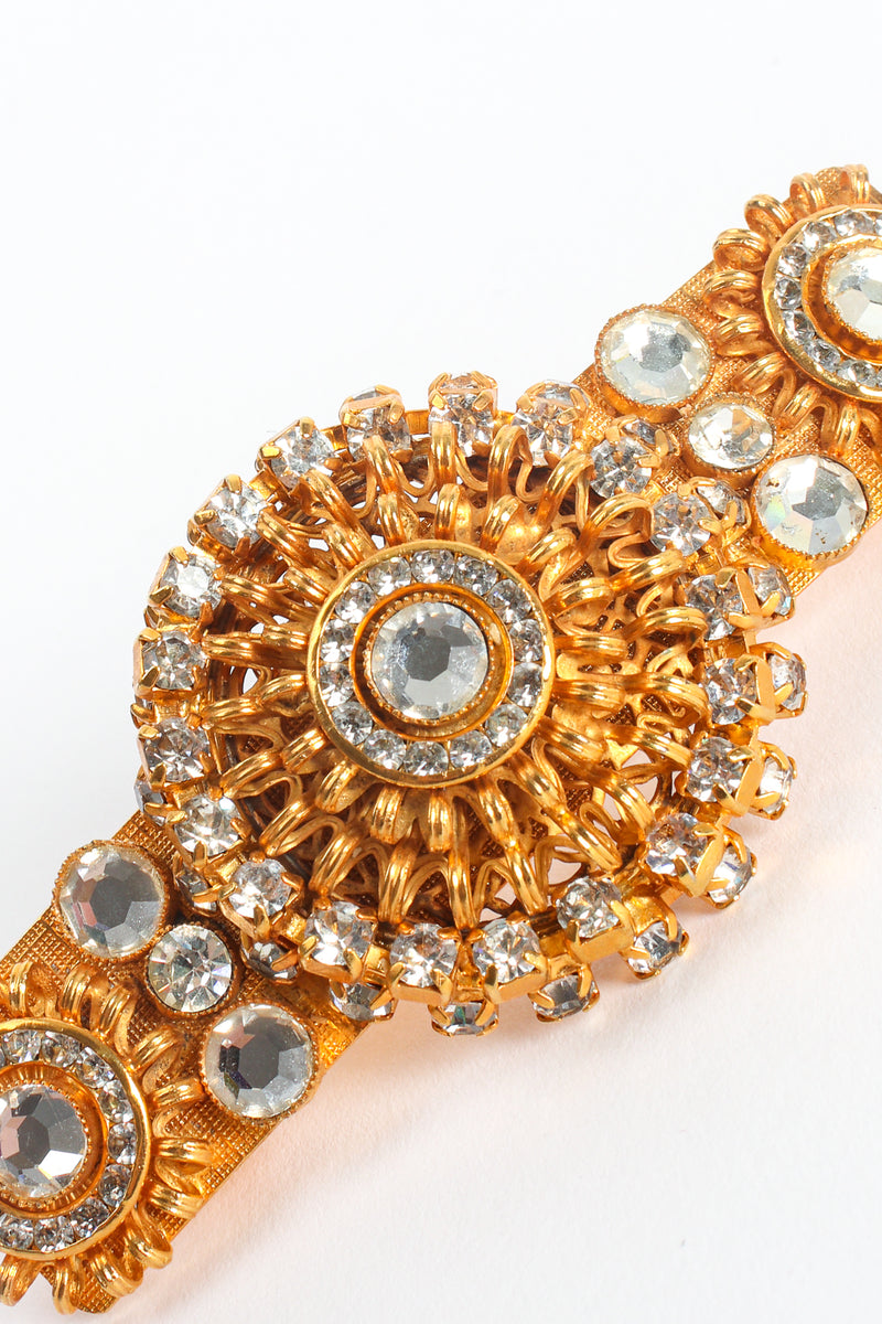 Vintage William deLillo Rhinestone Coil Medallion French Barrette detail at Recess Los Angeles