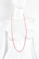 Vintage Unsigned William deLillo Pink Glass Bead and Pearl Layering Necklace on mannequin at Recess Los Angeles