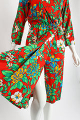 Vintage Yves Saint Laurent YSL Floral Sateen Wrap Dress on Mannequin Opening at Recess LA