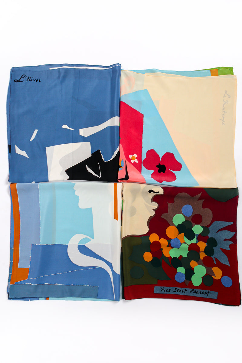 Vintage Yves Saint Laurent 1982 Met Museum Les Quatre Saisons Complete 4pc Scarf Set @ Recess LA