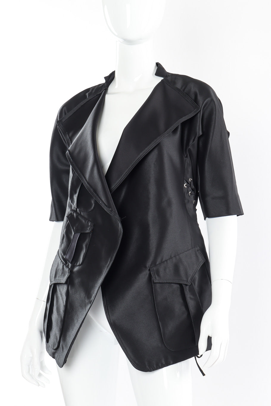 Grommet jacket by Yves Saint Laurent mannequin front 3/4 turn closed @recessla